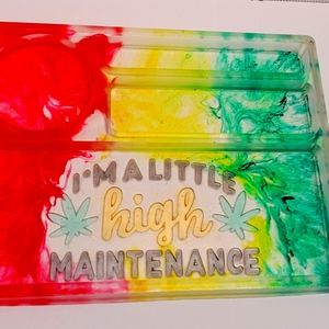 Rasta colored rolling tray